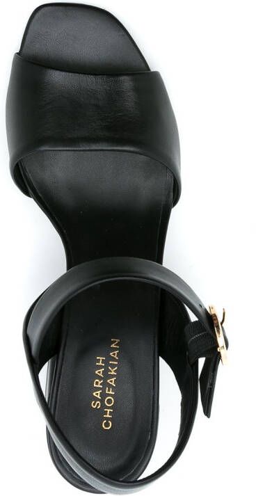 Sarah Chofakian Margaret leren sandalen Zwart
