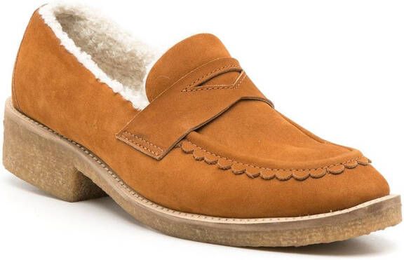 Sarah Chofakian Pullman loafers met lammy afwerking Bruin