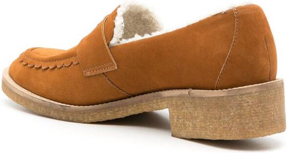 Sarah Chofakian Pullman loafers met lammy afwerking Bruin