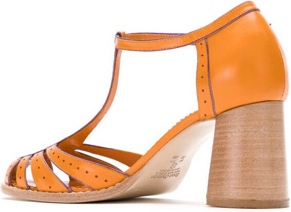 Sarah Chofakian Pumps met blokhak Oranje