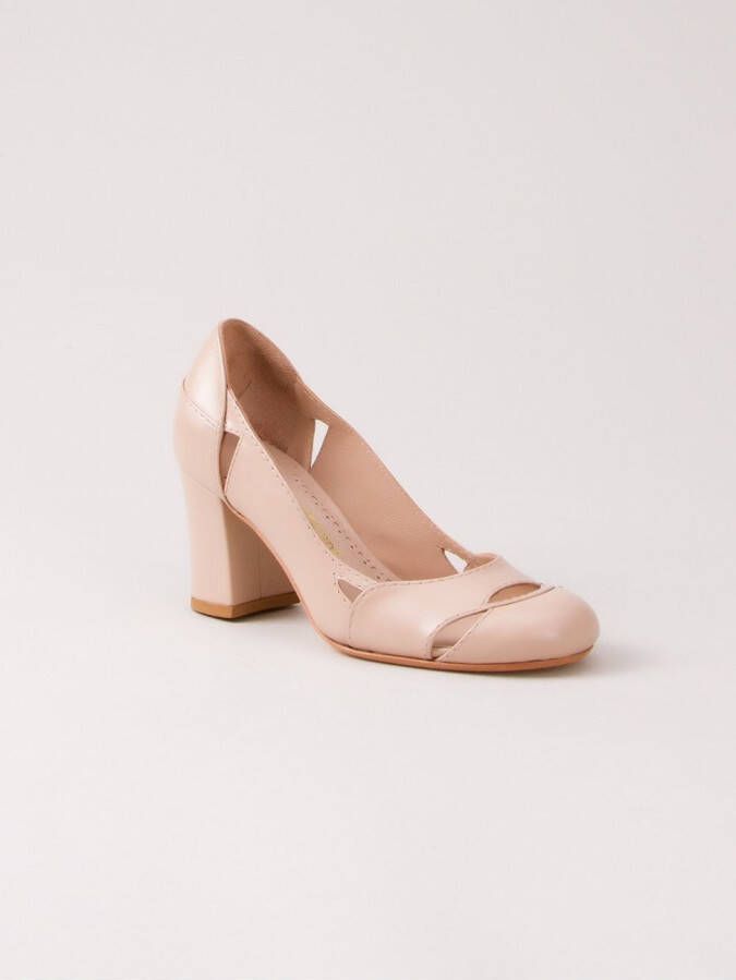 Sarah Chofakian pumps met chunky hak Beige