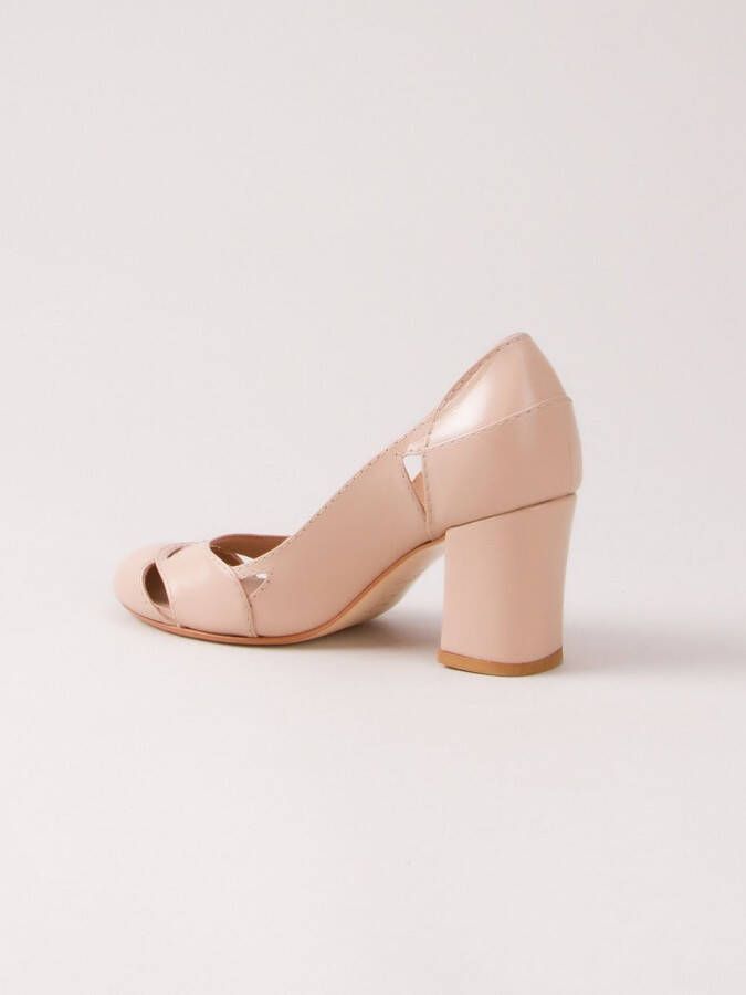 Sarah Chofakian pumps met chunky hak Beige