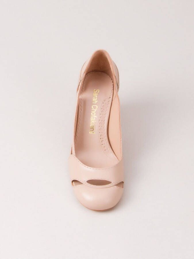 Sarah Chofakian pumps met chunky hak Beige