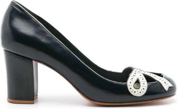 Sarah Chofakian pumps met chunky hak Blauw