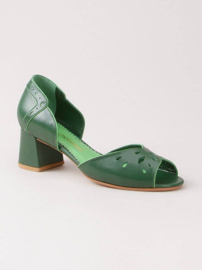 Sarah Chofakian chunky heel pumps Groen