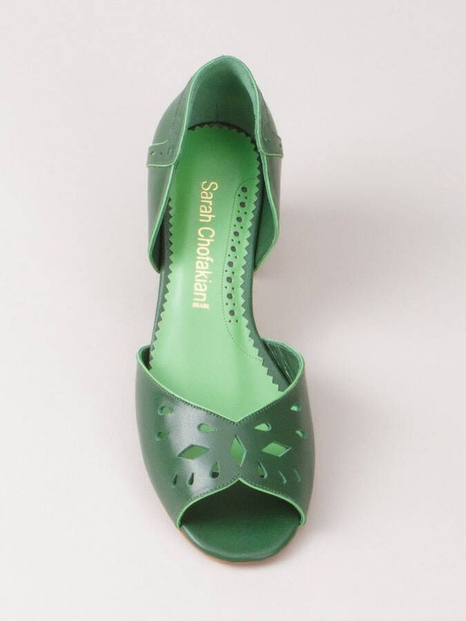Sarah Chofakian chunky heel pumps Groen