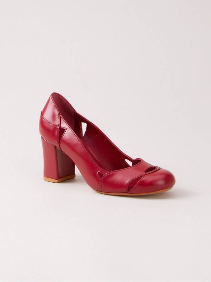 Sarah Chofakian chunky heel pumps Rood