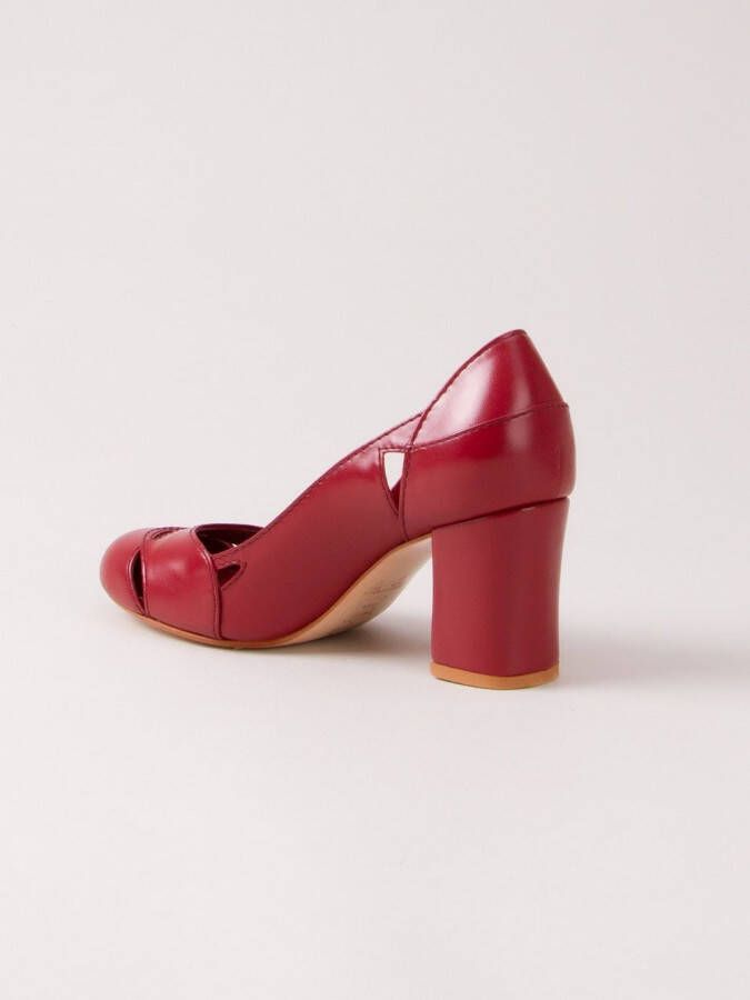 Sarah Chofakian chunky heel pumps Rood