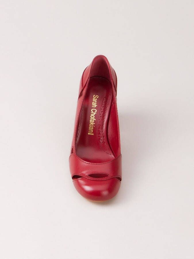 Sarah Chofakian chunky heel pumps Rood