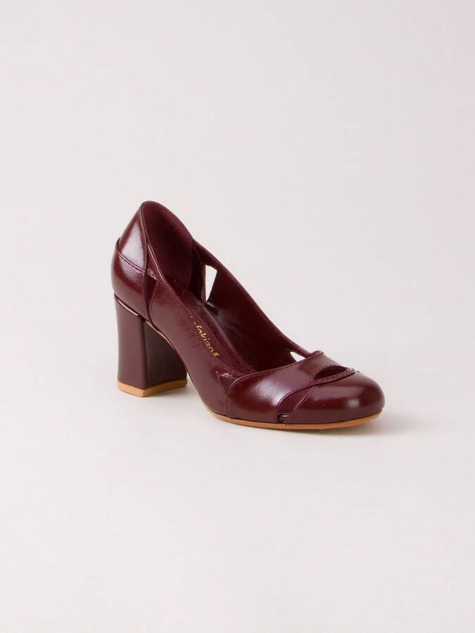 Sarah Chofakian pumps met chunky hak Rood