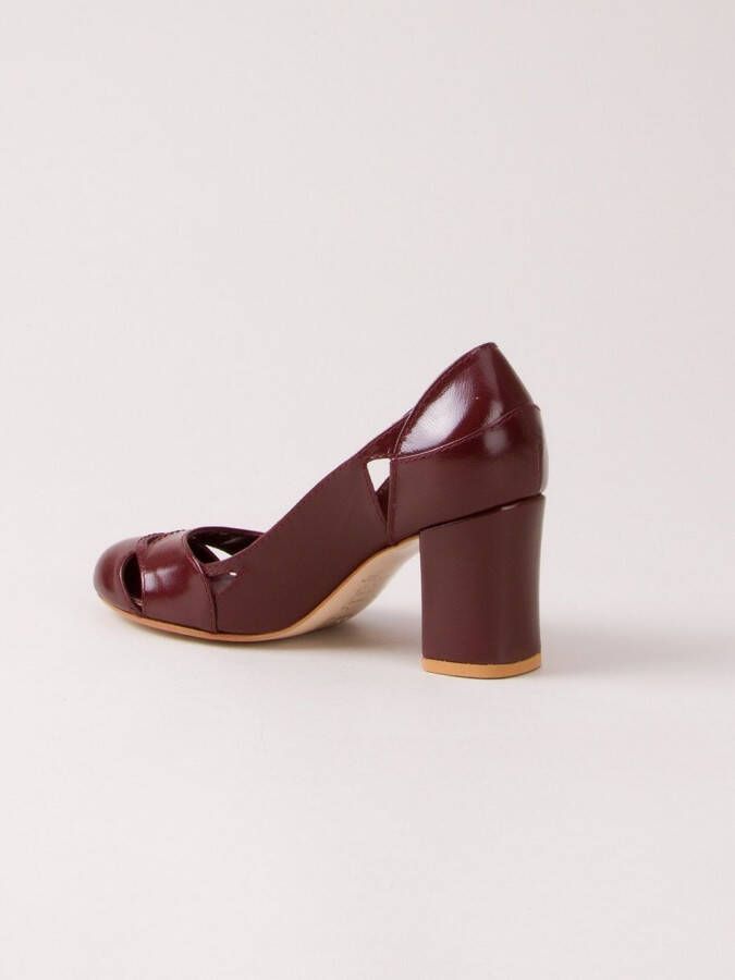 Sarah Chofakian pumps met chunky hak Rood