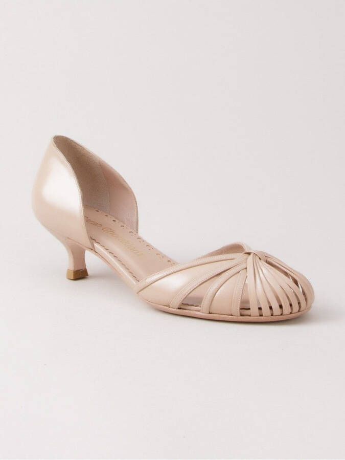 Sarah Chofakian pumps met lage hakken Beige