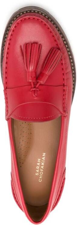 Sarah Chofakian Rive Droit leren loafers Rood