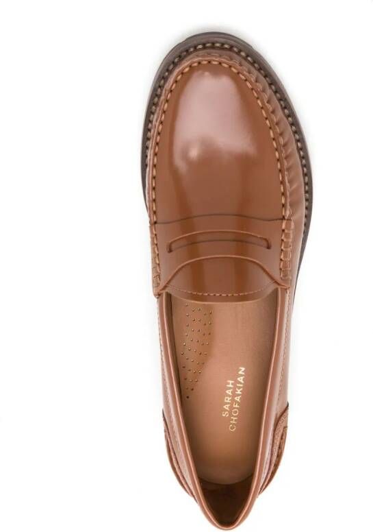 Sarah Chofakian Rive Gauche leren loafers Bruin