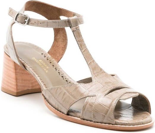 Sarah Chofakian Sandalen met krokodillenleer-effect Bruin