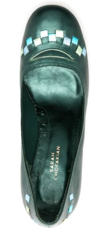 Sarah Chofakian Scarpin Moulins leren pumps Groen