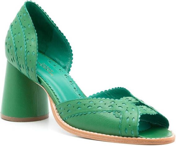 Sarah Chofakian Secret Garden leren pumps Groen