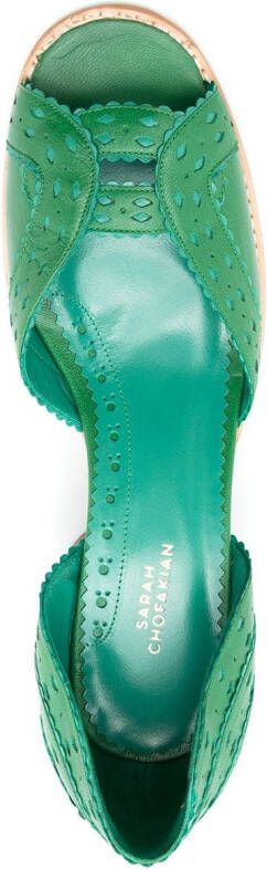 Sarah Chofakian Secret Garden leren pumps Groen