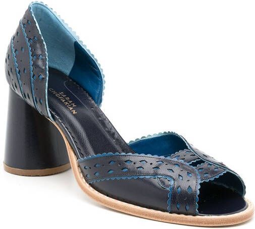 Sarah Chofakian Secret Garden pumps met open neus Blauw