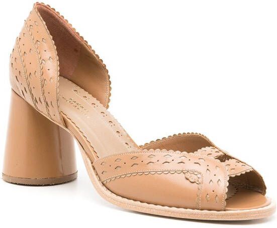 Sarah Chofakian Secret Garden pumps met open neus Bruin