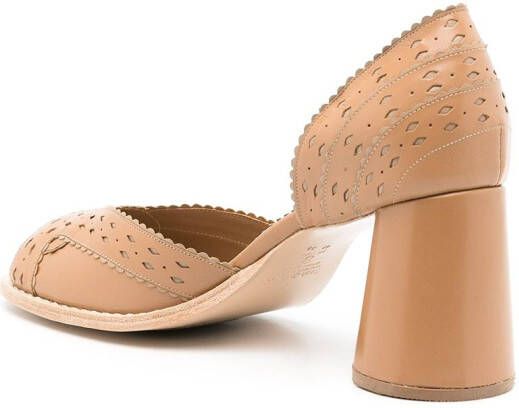 Sarah Chofakian Secret Garden pumps met open neus Bruin