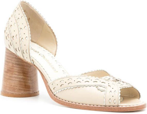 Sarah Chofakian Secret Garden uitgesneden pumps Beige