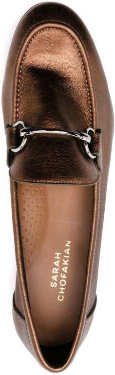 Sarah Chofakian Siena Oxford loafers met metallic-effect Bruin