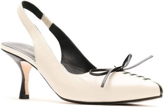 Sarah Chofakian Slingback pumps met strikdetail Wit