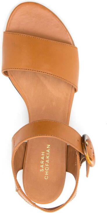 Sarah Chofakian Sta Monica leren sandalen Bruin
