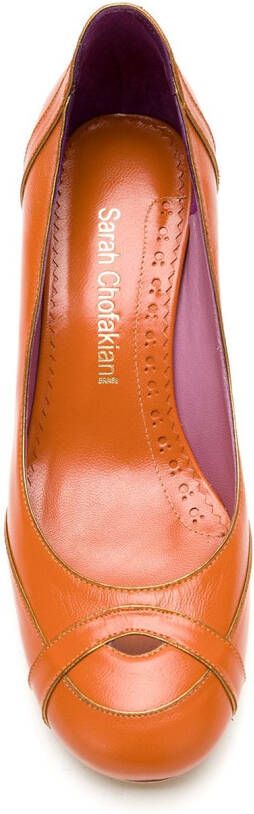 Sarah Chofakian Swan leren pumps Oranje