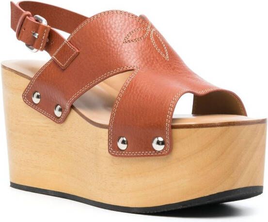 Sartore Toscano sandalen met sleehak Bruin