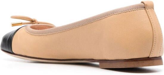 Scarosso Ballerina's met contrasterende neus Beige