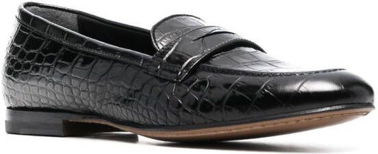 Scarosso Loafers met krokodillenleer-effect Zwart