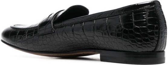 Scarosso Loafers met krokodillenleer-effect Zwart