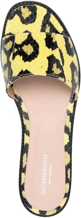 Scarosso Slippers met print Geel