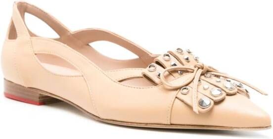 Scarosso x Paula Cademartori leren ballerina's Bruin