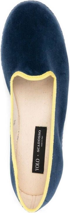 Scarosso x YOLO Seaside fluwelen slippers Blauw