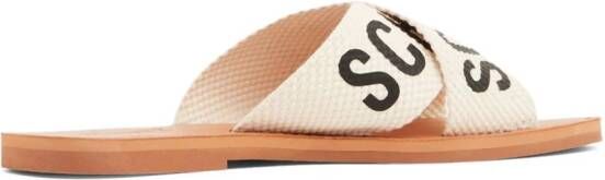 Schutz Slippers met logoprint Beige