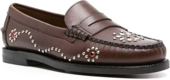 Sebago Dandette loafers met studs Bruin