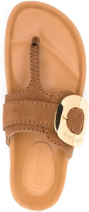 See by Chloé Slippers met logoplakkaat Beige