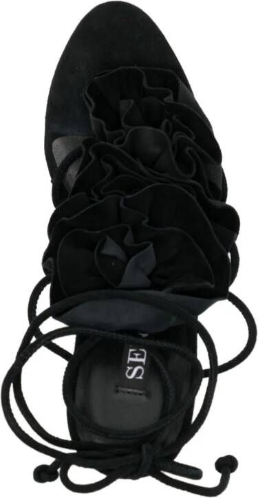Senso Sandalen met bloemenpatch Zwart