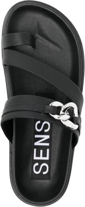 Senso Nikita leren sandalen met kettingdetail Zwart