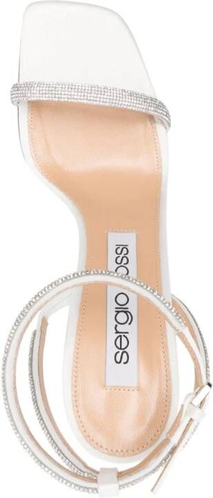Sergio Rossi 100mm rhinestone-embellished satin sandals Zilver