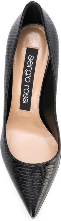 Sergio Rossi Godiva 90 mm pumps met slangenleer-effect Zwart