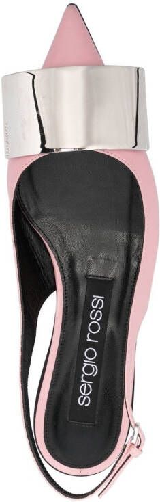 Sergio Rossi Miroir leren slingback pumps Roze