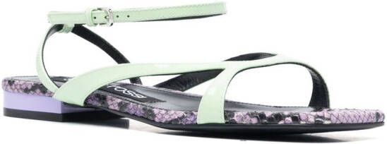 Sergio Rossi Sr Aracne sandalen met slangenprint Groen