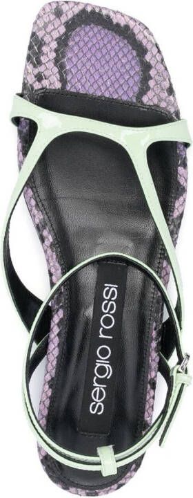 Sergio Rossi Sr Aracne sandalen met slangenprint Groen