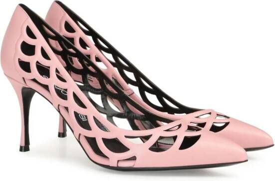 Sergio Rossi SR Mermaid 75 mm leren pumps Roze