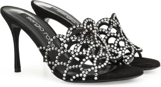 Sergio Rossi 90 mm SR Mermaid leren sandalen Zwart