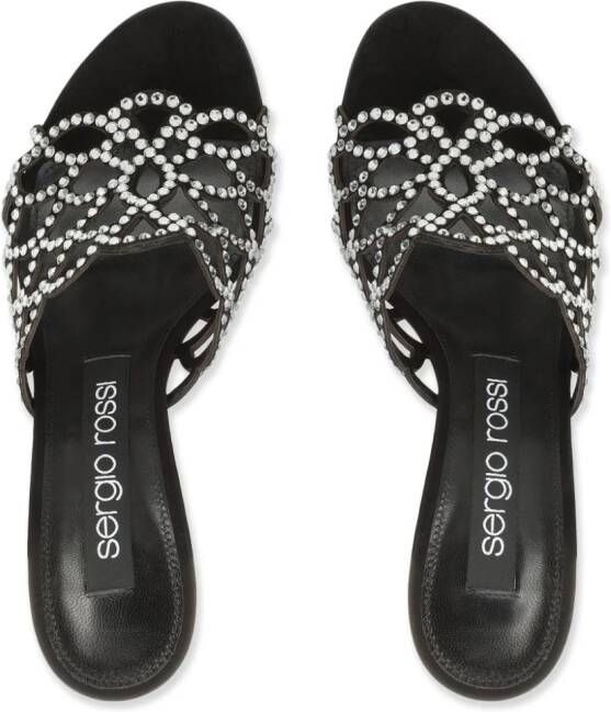 Sergio Rossi 90 mm SR Mermaid leren sandalen Zwart